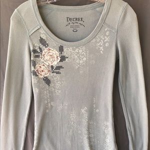 Long sleeve tee, light blue, good condition